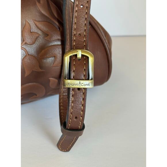 Gianni Conti Genuine Italian Leather Bag Doctor's Metal Frame Floral Design - Picture 5 of 14